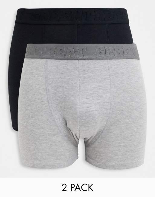 Green Treat 2 pack bamboo boxers in grey and black ASOS