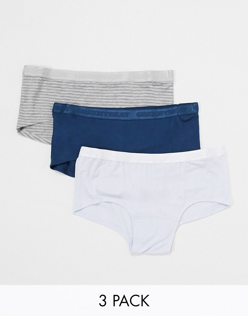 Green Treat 3 pack comfy shorts underwear in gray and blue-Multi