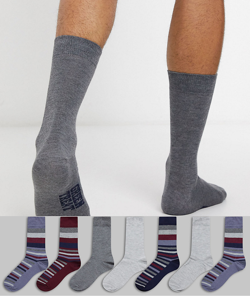 Green Treat 7 pair ankle socks in block stripe mix-Multi