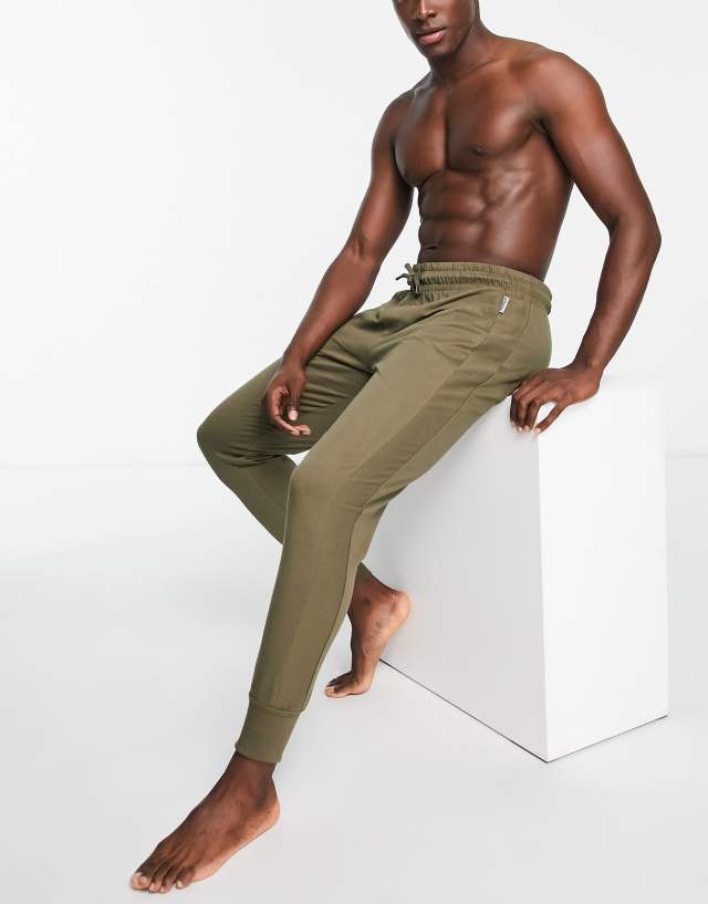 Green Treat cotton lounge bottoms in khaki green