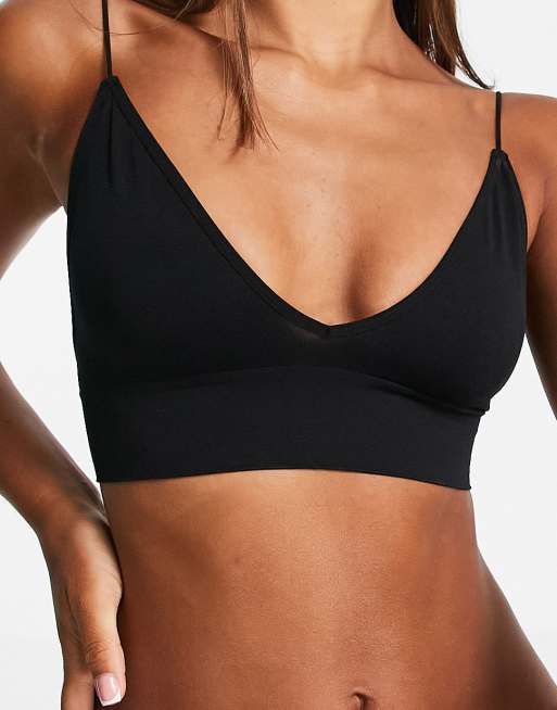 Green Treat - Lang sømløs bralette i sort