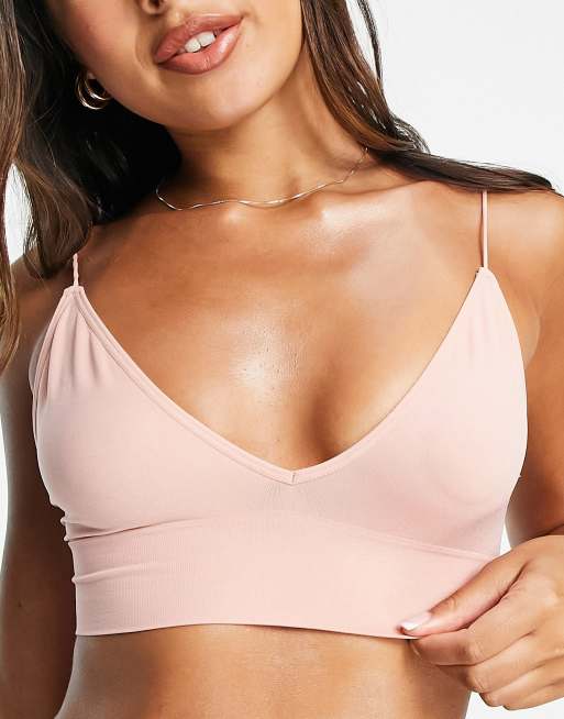 Green Treat long line seamfree bralette in dusty pink