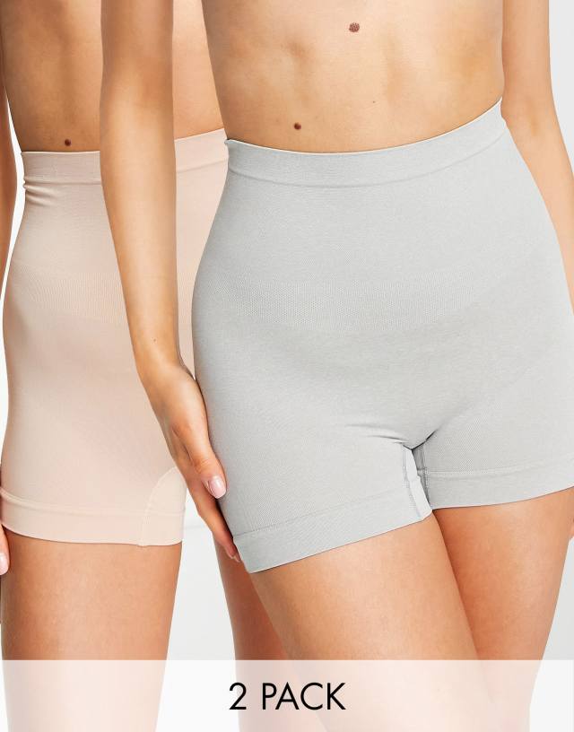 Green Treat secret control 2 pack shorts in rose dust and gray heather