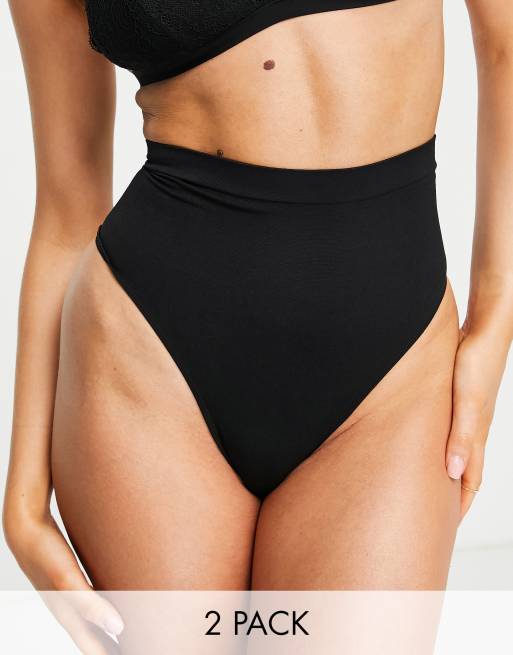 ASOS DESIGN seamfree high waist high leg thong in rust