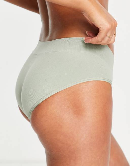 Greentreat 2 pack rib seam free brief in sage green and white, 3 of 4