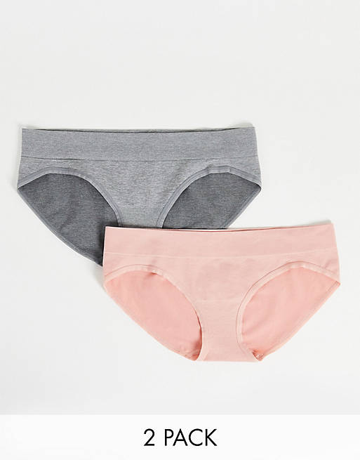 Greentreat 2 pack seam free briefs in dusky pink and grey marl