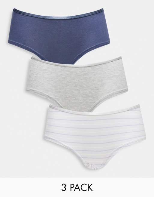 3-pack Hipster Briefs - Dark gray/white/gray - Ladies