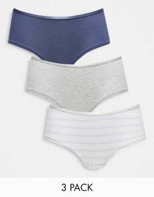 Greentreat 3 pack comfy shorts in light grey and dark grey