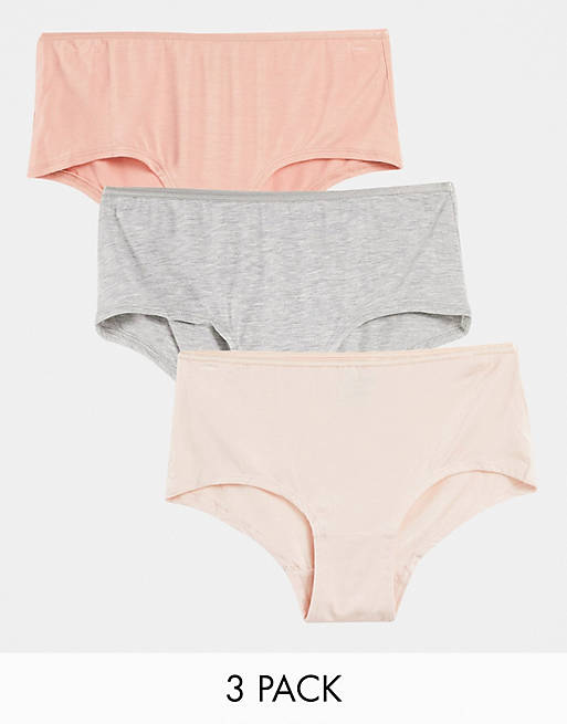 Greentreat 3 pack comfy shorts in pink/peach/grey mix
