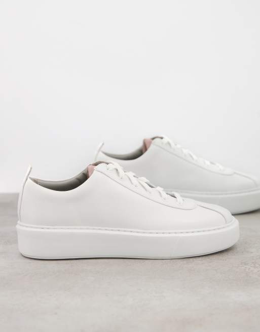 Grenson 30 leather flatform sneakers in white