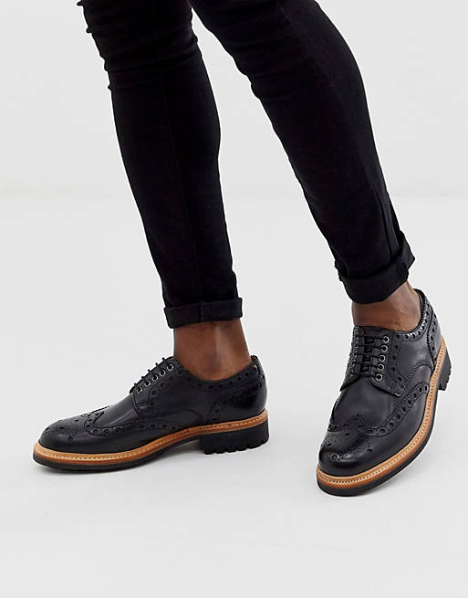 Grenson archie brogues in black leather | ASOS