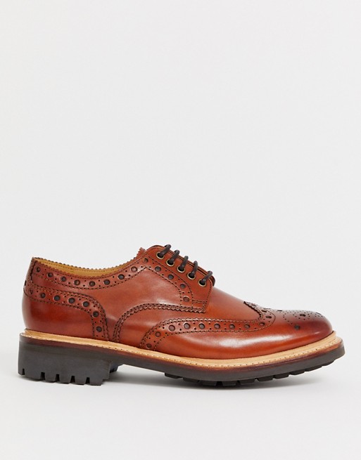 Grenson archie brogues in tan leather