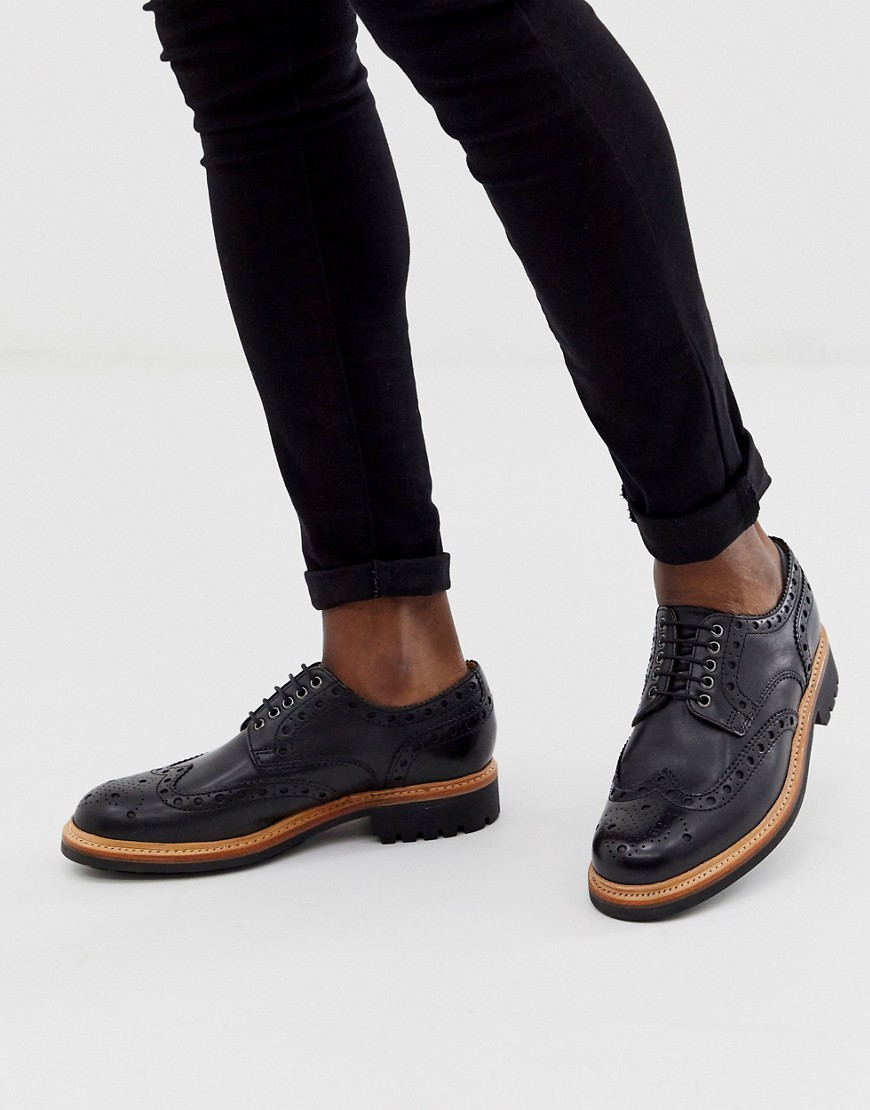Grenson – Archie – Svarta brogueskor i läder