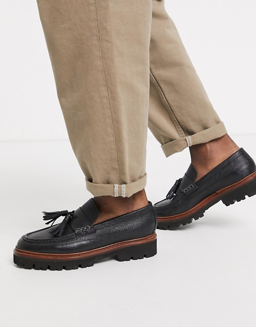 Grenson booker loafers in black grain leather