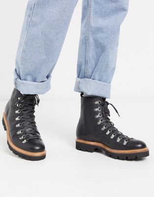 Grenson brady hiker boots black oily 