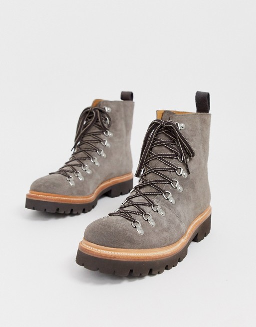 Grenson brady hiker boots in taupe suede