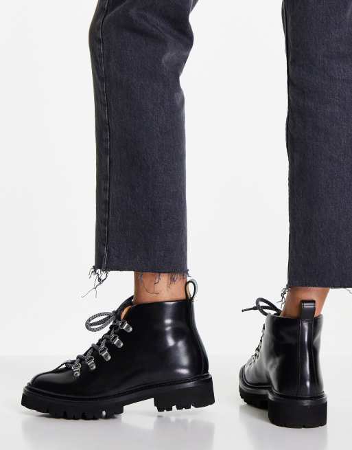 Bottes De Randonnée Grenson Bridget Cuir Noir Taille UK 8 - Occasion Très Bon état