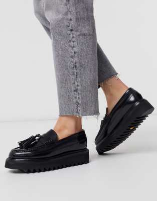 chunky black loafers womens