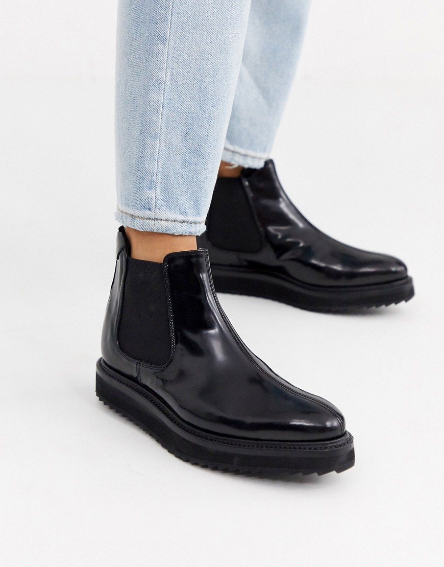 Grenson - Gisele - Chelsea boots met plateauzool van leer in zwart