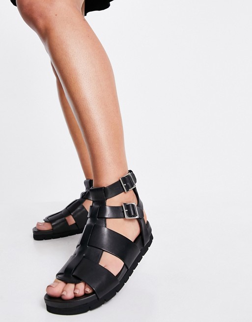 Grenson Lottie leather gladiator sandals in black