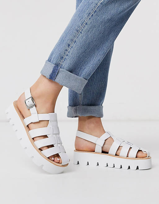 Grenson Marilyn white leather chunky sandals | ASOS