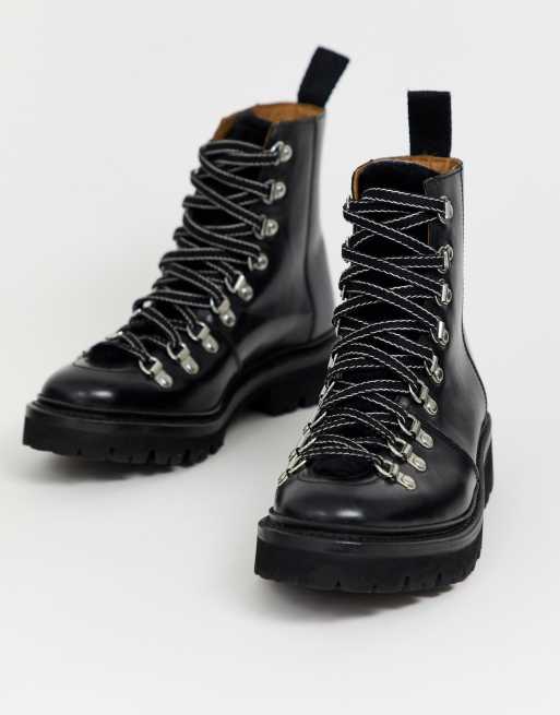 Grenson – Nanette – Buty turystyczne z czarną owczą skórą, 4 z 4
