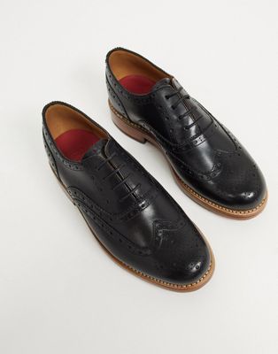 Grenson Rose leather brogues in black 