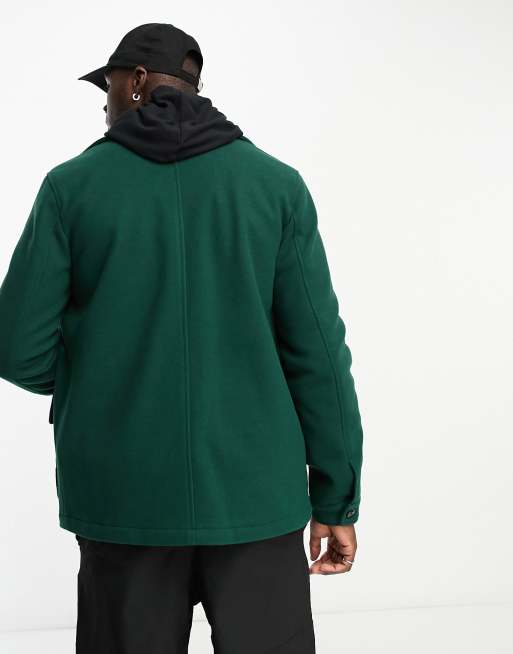 Asos Design Muscle Jersey Harrington Jacket In Dark Green Marl