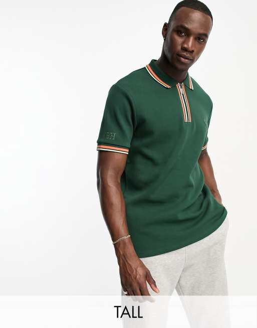 Green polo shop grey pants