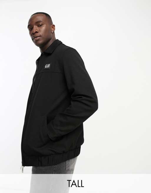 Grey Hawk Tall zip up knitted jacket in black | ASOS