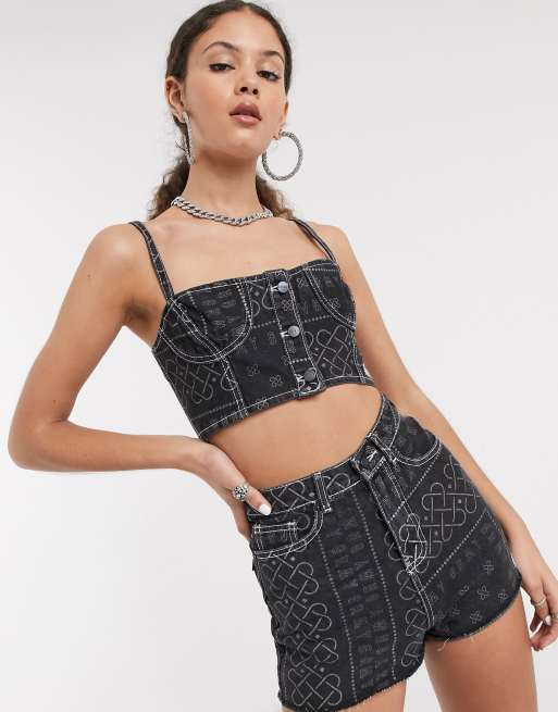 Denim Bandana Print Bralet Top