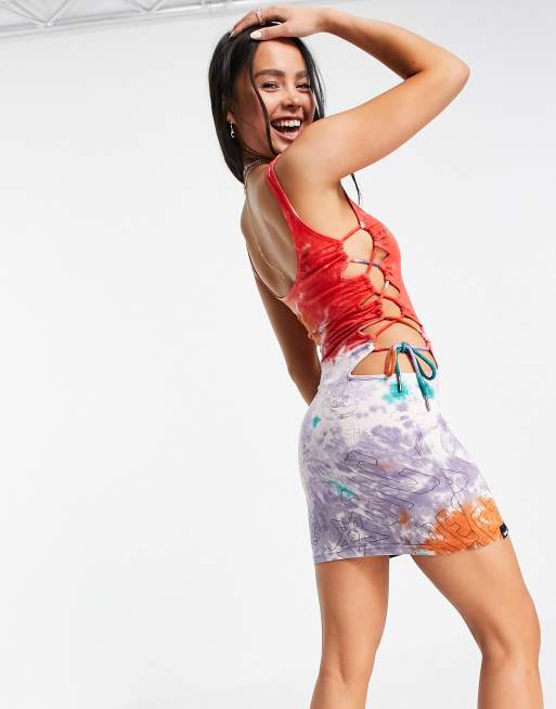princess polly baby blue dress Tie Dye Bodycon Mini Dress