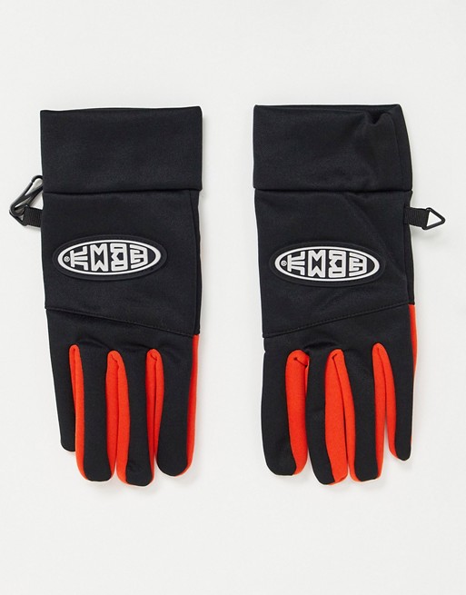Grimey gloves with contrast side in black and orange