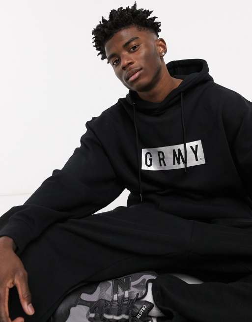 Grimey hoodie with front logo in black | ASOS