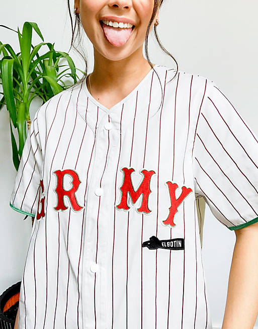Grimey oversized baseball top with logo in stripe