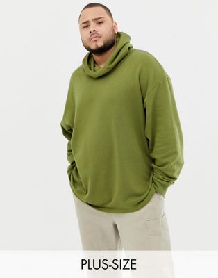 Grøn oversized hættetrøje med løs hals fra ASOS DESIGN Plus