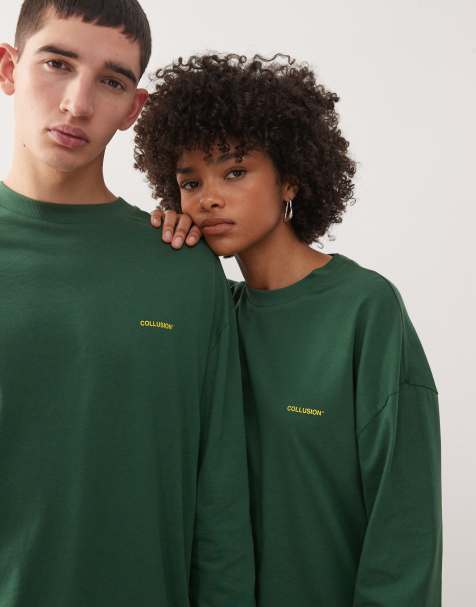 Grøn t-shirt med lange ærmer og logo fra COLLUSION Unisex - view 1