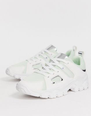 Grønne og hvide Direct chunky sneakers fra ASOS DESIGN-Grå