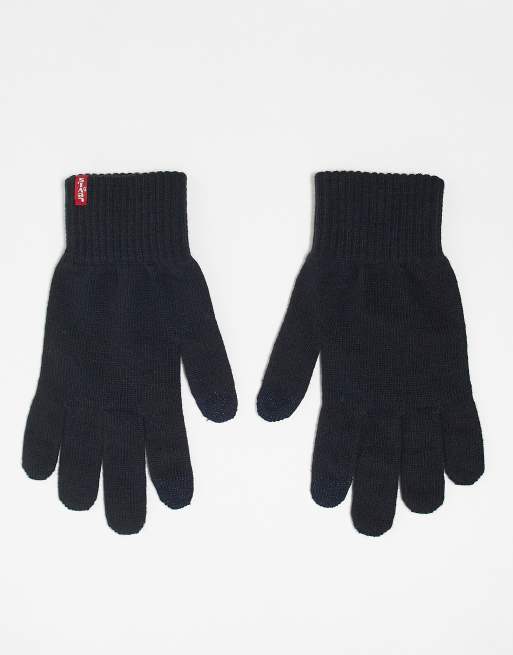 Guantes azul marino compatibles con pantallas táctiles con etiqueta del logo de punto de Levi's