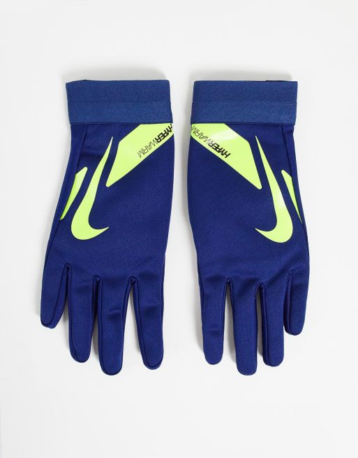 Guantes azul marino y amarillo voltio HyperWarm Academy de Nike