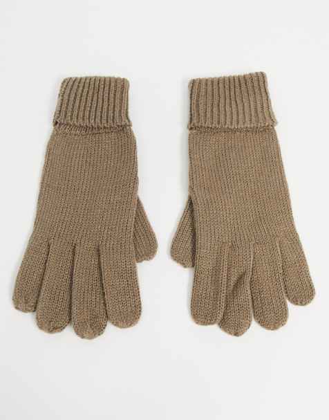Guantes color camel con puños remangados de punto de ASOS DESIGN - view 1