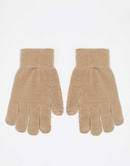 Guantes color camel para pantallas táctiles de punto de Pieces