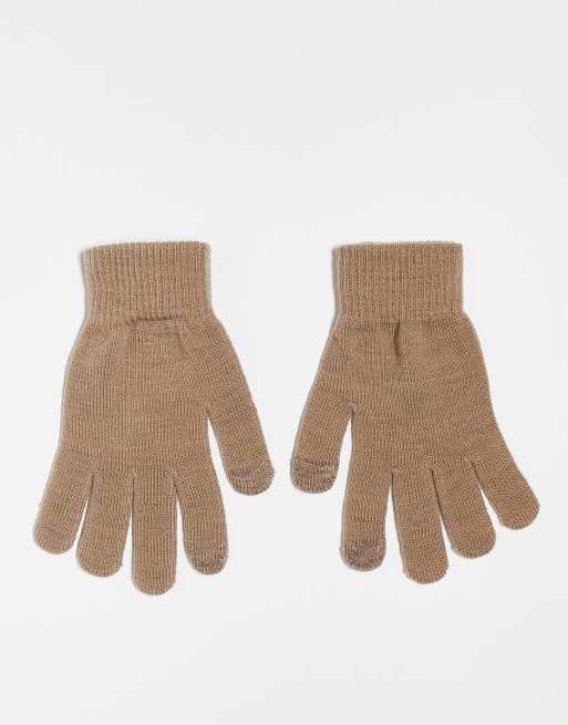 Guantes color camel para pantallas táctiles de punto de Pieces