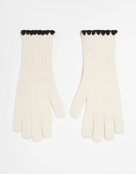 Guantes color crema con ribetes sobrehilados de New Look - view 1