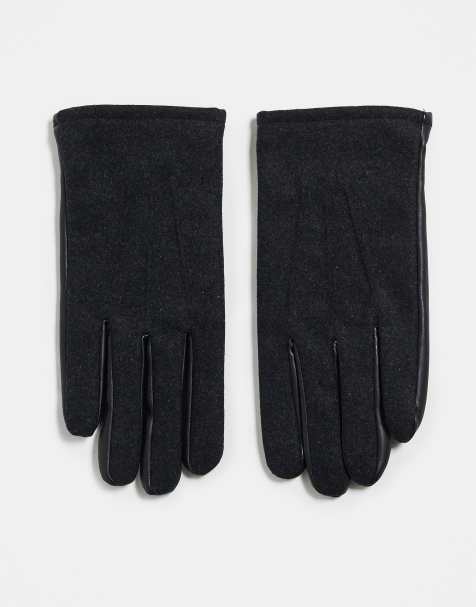 Guantes gris carbón de cuero y fieltro de ASOS DESIGN - view 1
