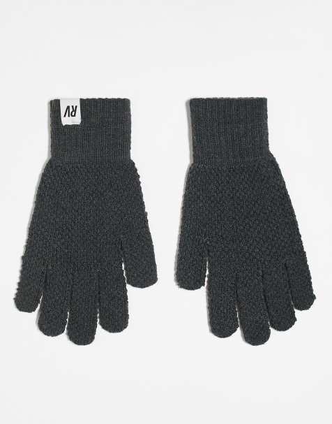 Guantes gris carbón unisex de punto de arroz de Reclaimed Vintage (parte de un conjunto) - view 1