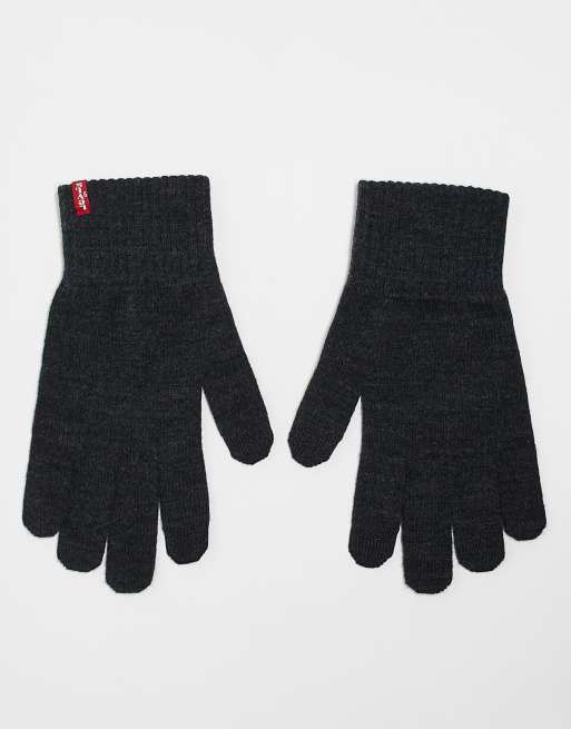 Guantes gris oscuro compatibles con pantallas táctiles con etiqueta del logo de punto de Levi's