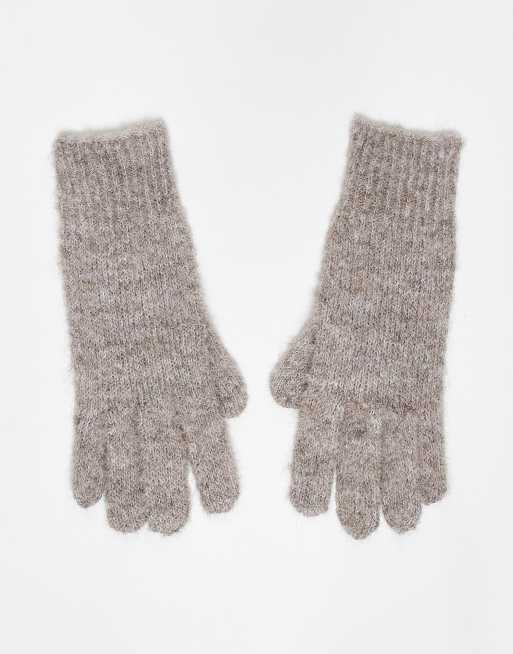 Guantes marrón grisáceo de mezcla de lana de Mango