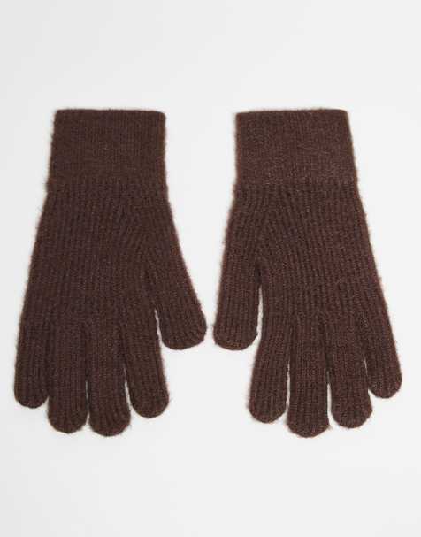 Guantes marrón jaspeado de punto desflecado de ASOS DESIGN - view 1