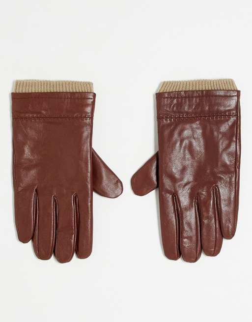 Guantes de cuero con de punto Boardmans | ASOS